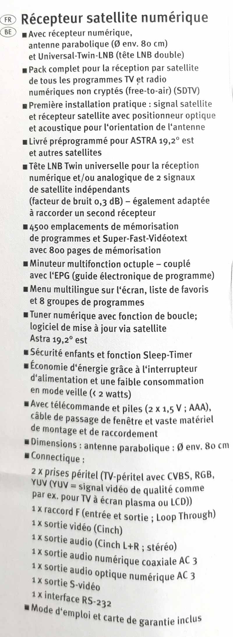 Digitale satelliet installatie met schotelantenne, dubbele lnb en ontvanger