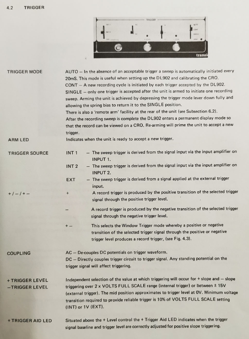Transient Recorder DL 902, bediening