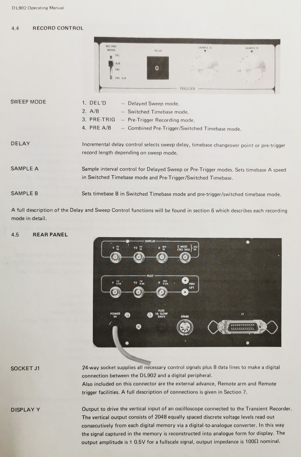 Transient Recorder DL 902, bediening