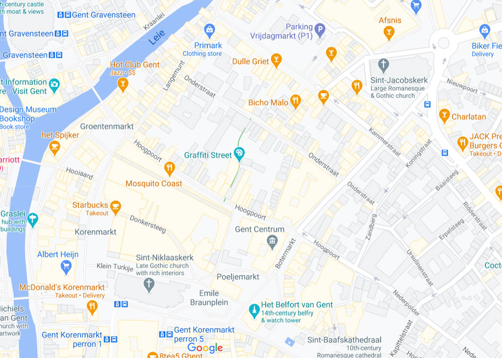 Stadsplan Gent graffitistraatje
