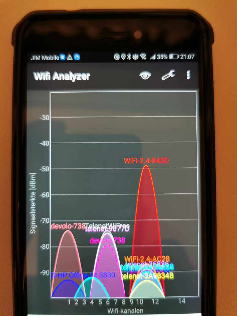 Wifi analyser app meting
